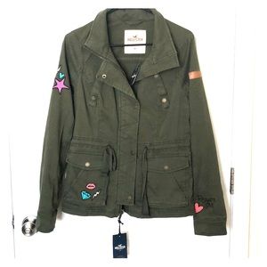 Hollister Green Utility Stretch Shirt Jacket